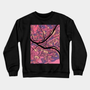 Pittsburgh Map Pattern in Purple & Pink Crewneck Sweatshirt